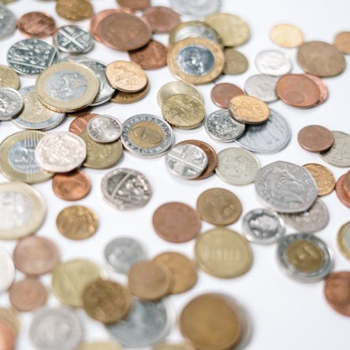 silver and gold round coins