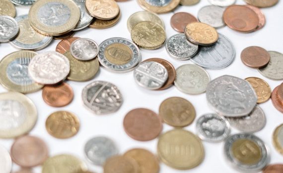 silver and gold round coins