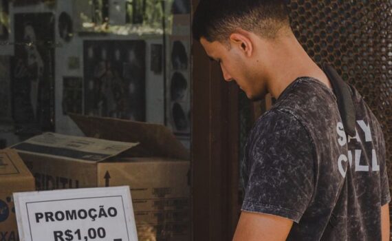 man shopping on street